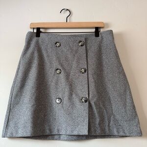 LOFT Charcoal Double-Breasted Mini Skirt